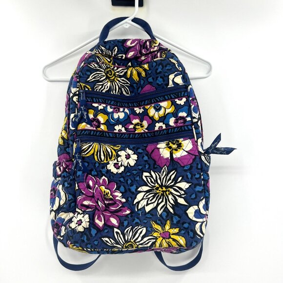 Vera Bradley African Violet Pattern Campus Quilted Backpack - Picture 1 of 4